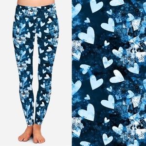 Beautiful blue hearts custom leggings